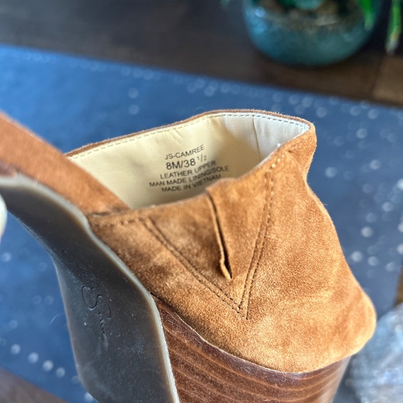 Jessica Simpson Brown Suede Wooden Platform Heels size 9 never worn - Picture 6 of 6